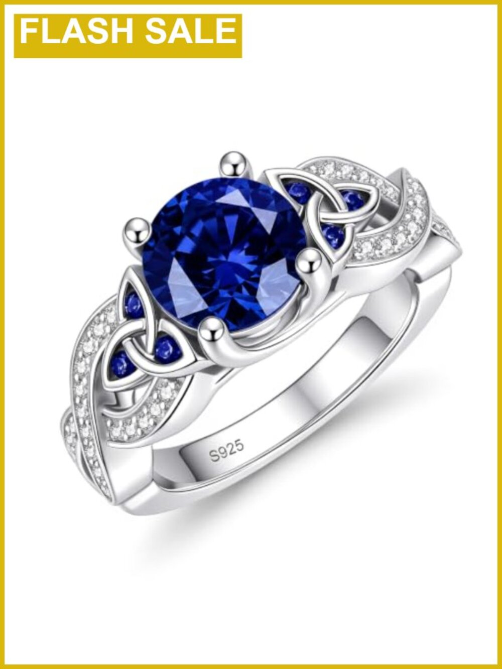 2CT 5A Round Birthstone Celtic Knot Infinity Ring Sterling Silver